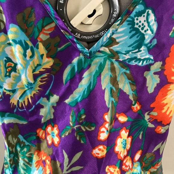Vintage Victoria's Secret Gold Label Sz M Tropical Floral Satin Tank - Picture 8 of 8